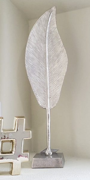 decorative standing silver leaf accent