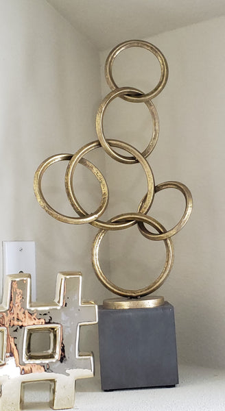 decorative gold intertwined circles standing accent