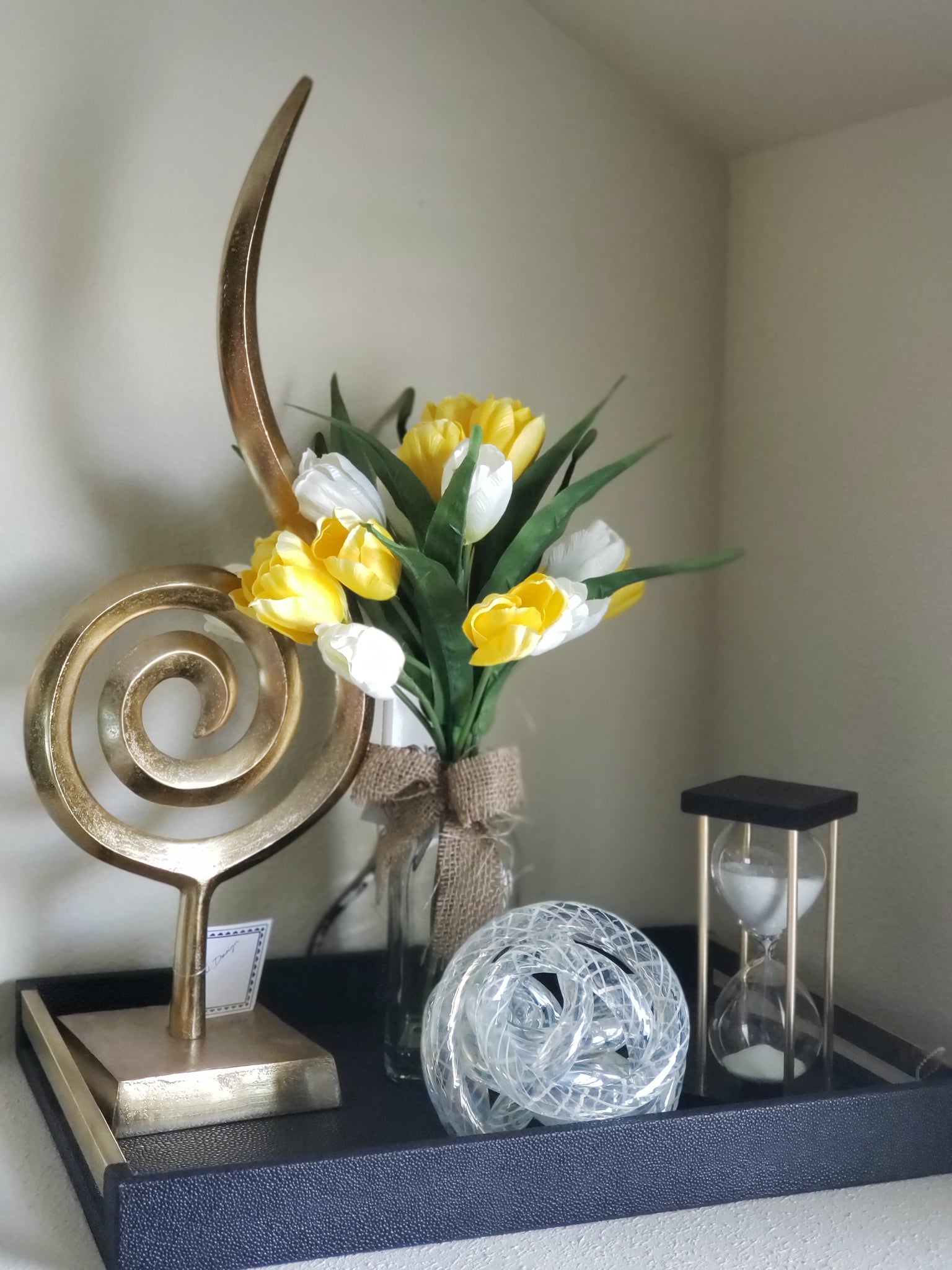 decorative gold spiral standing accent piece