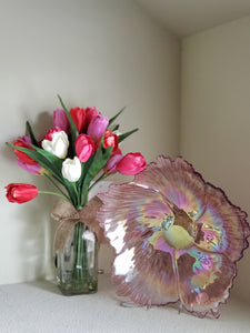 Reflective lavender flower glass decorative bowl