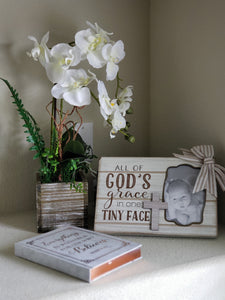 All of God's grace in one tiny face picture frame with bow