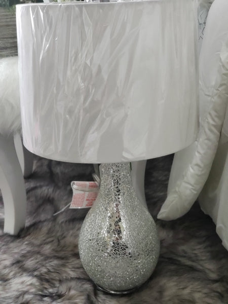 silver crackled glass base lamp 24 inches - DS