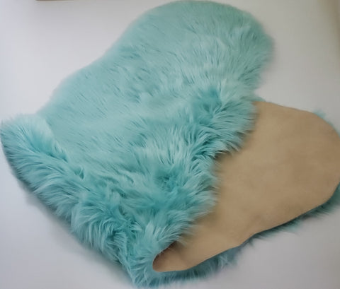 Teal  Faux fur lambskin rug 21 x 71 inches