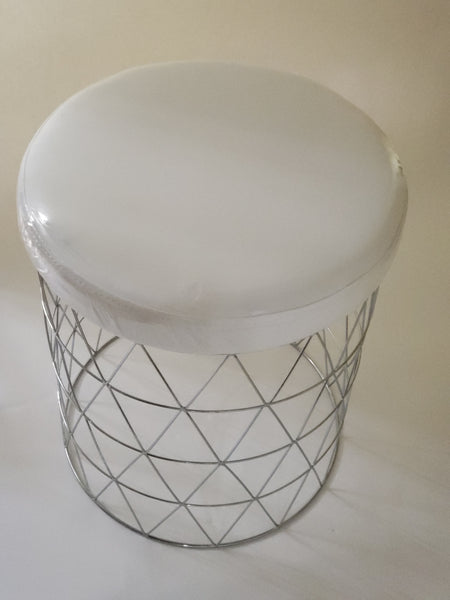 White leather stool - 19 x 16 inches