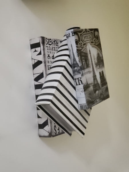 printed black and white paris storage book box