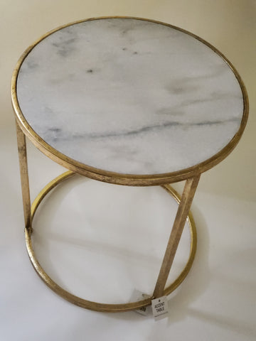 Marble top side table with gold accent legs - 20 x 17.75 inches