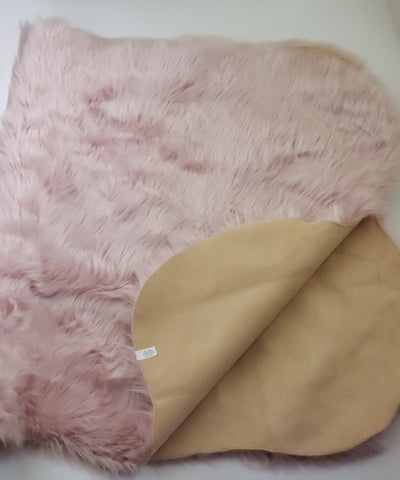 Pink Faux fur lambskin rug 40 x 68 inches