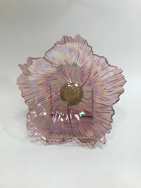 Reflective lavender flower glass decorative bowl