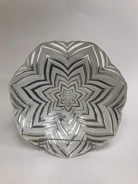 Silver flower patterned glass decorative bowl