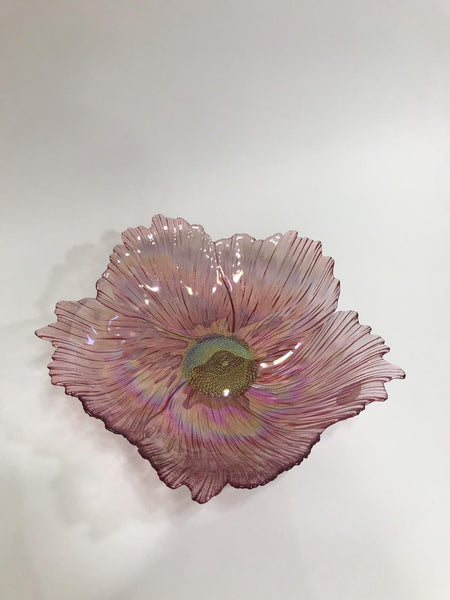 Reflective lavender flower glass decorative bowl