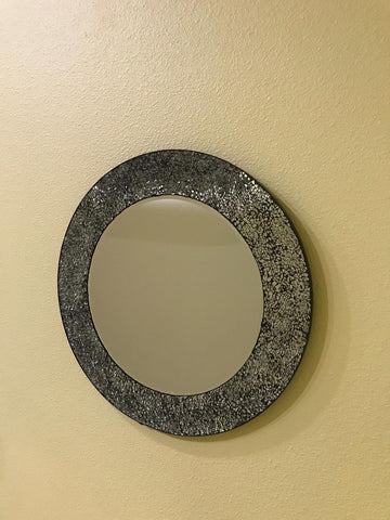 mosaic crackled glass round mirror 20 inches