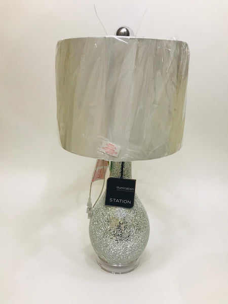 silver crackled glass base lamp 24 inches - DS