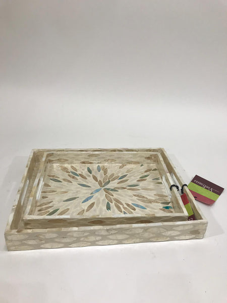 Ivory  mosaic tray 15 inches