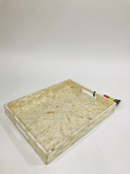 Ivory  mosaic tray 15 inches