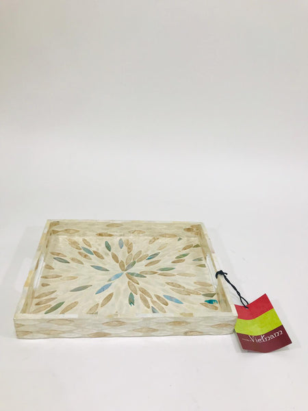 Ivory  mosaic tray 10 inches