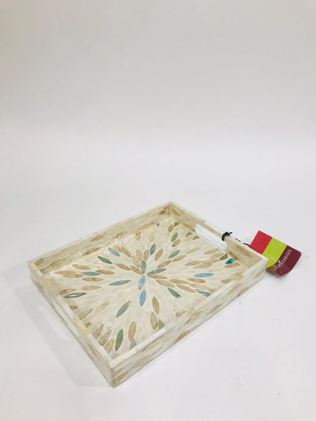 Ivory  mosaic tray 10 inches