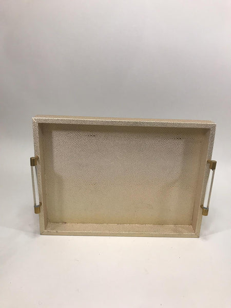 Gold serving tray with crystal handle 19 x 14 inches