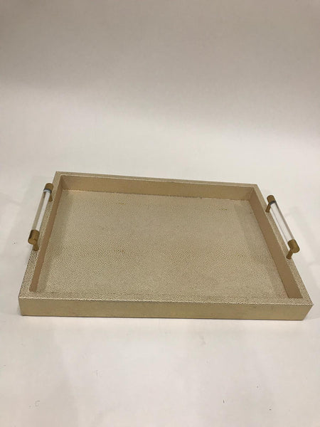 Gold serving tray with crystal handle 19 x 14 inches