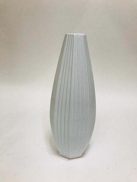 White oval shaped vase