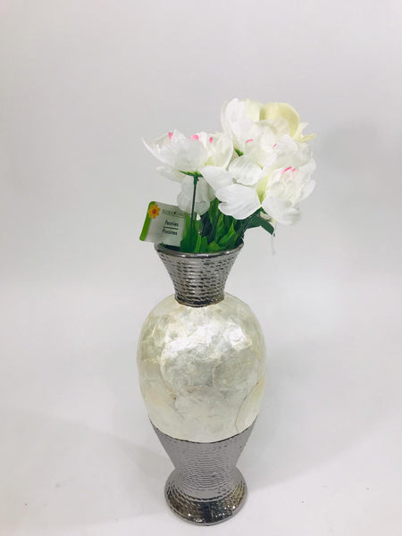 Ivory and silver vase