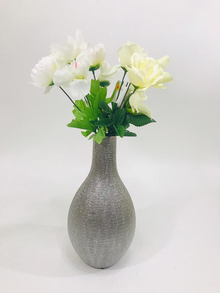 Silver rounded base decorative vase