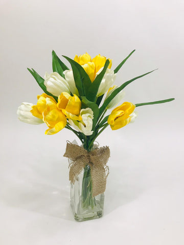 yellow and ivory tulips 16 inches