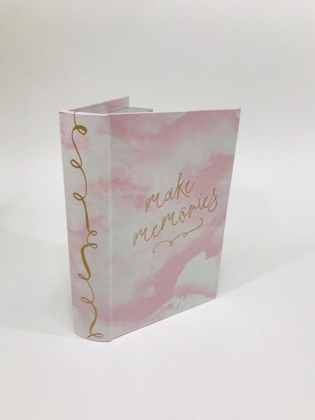 "make memories" pink and white storage book box