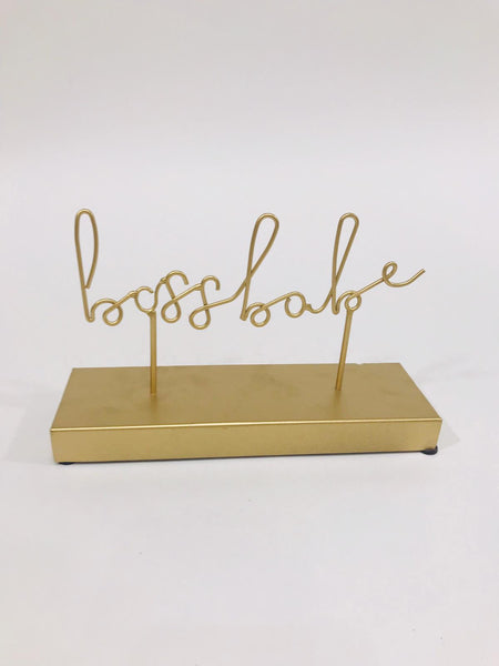 cursive "boss babe" desk accent