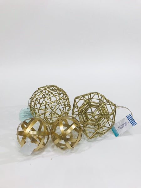 gold caged sphere accent set of 2