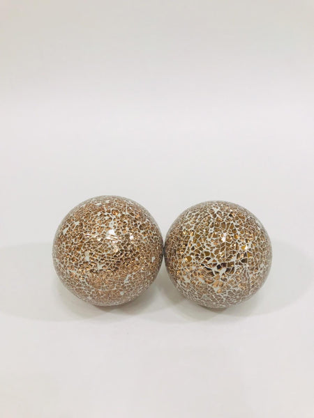 rose gold crackled glass decorative balls set of 2