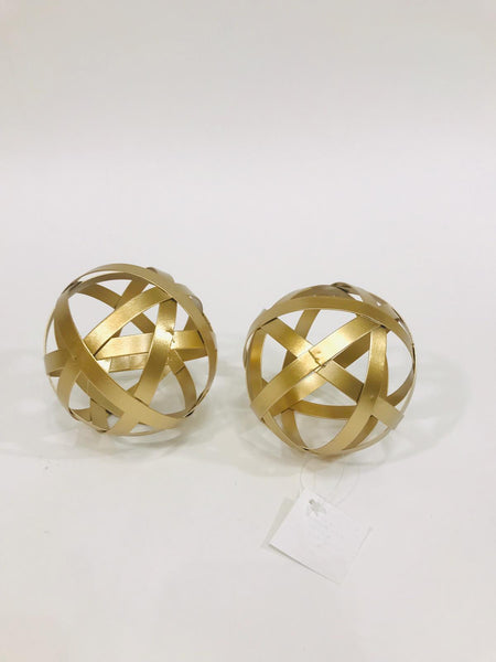 gold caged sphere accent set of 2