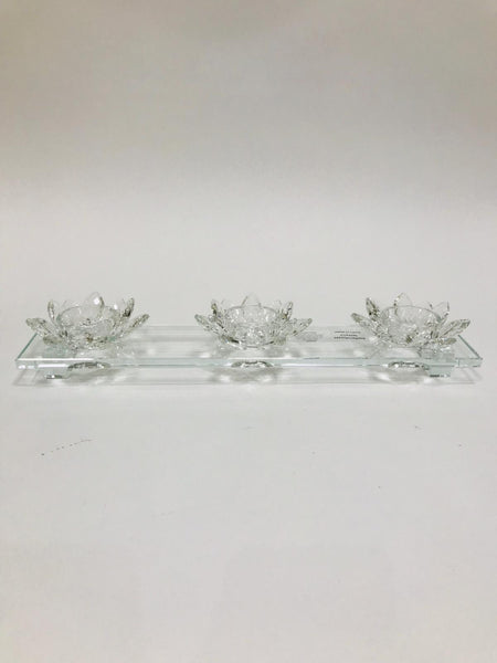 3 crystal candle holder