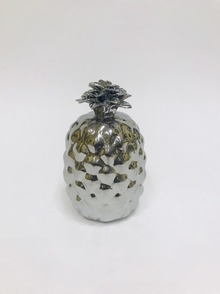 Silver ceramic pineapple 7 inches