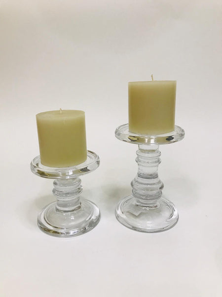 Crystal candle holder set of 2 staggered