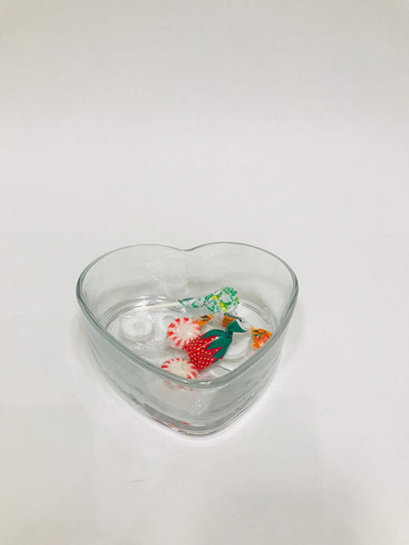 Heart shaped transparent glass bowl