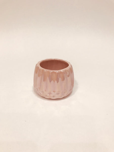 Pink ceramic candle holder