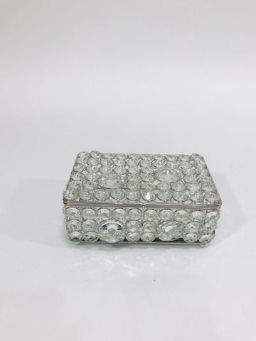 Silver crystal Mirrored jewelry box