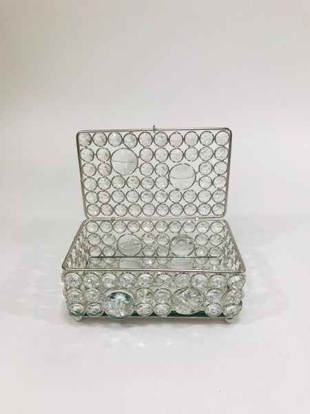 Silver crystal Mirrored jewelry box