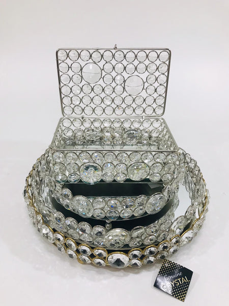 Gold crystal Mirrored vanity tray 11 inches