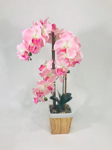 pink 3 stem orchid with ivory vase 24 inches