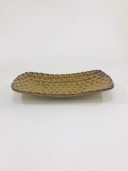 Reflective color gold ceramic tray with beehive pattern